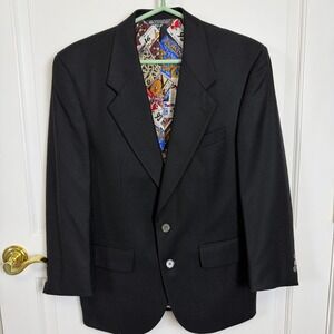 Nicole Miller Black Wool Cashmere Blazer Fortune 500 Lining Men's 38